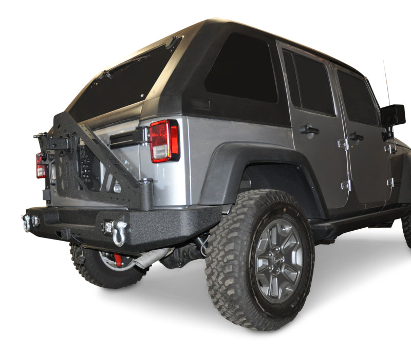 DV8 Offroad 07-18 Jeep Wrangler JK Full Length Rear Bumper w/ Light Holes